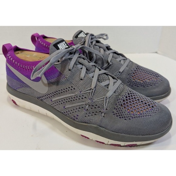 Nike Shoes - Nike Free RN Flyknit Women's Running Shoes Gray Purple US‎ 7 EU 38